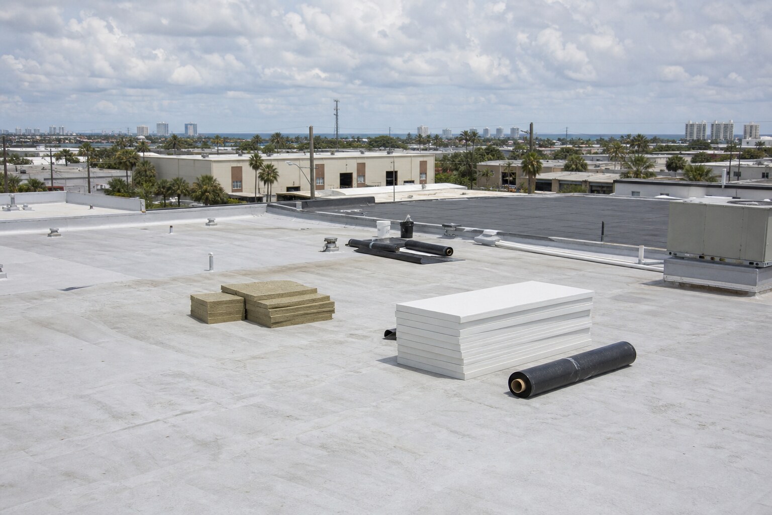 Illustrative commercial roof replacement planning scene