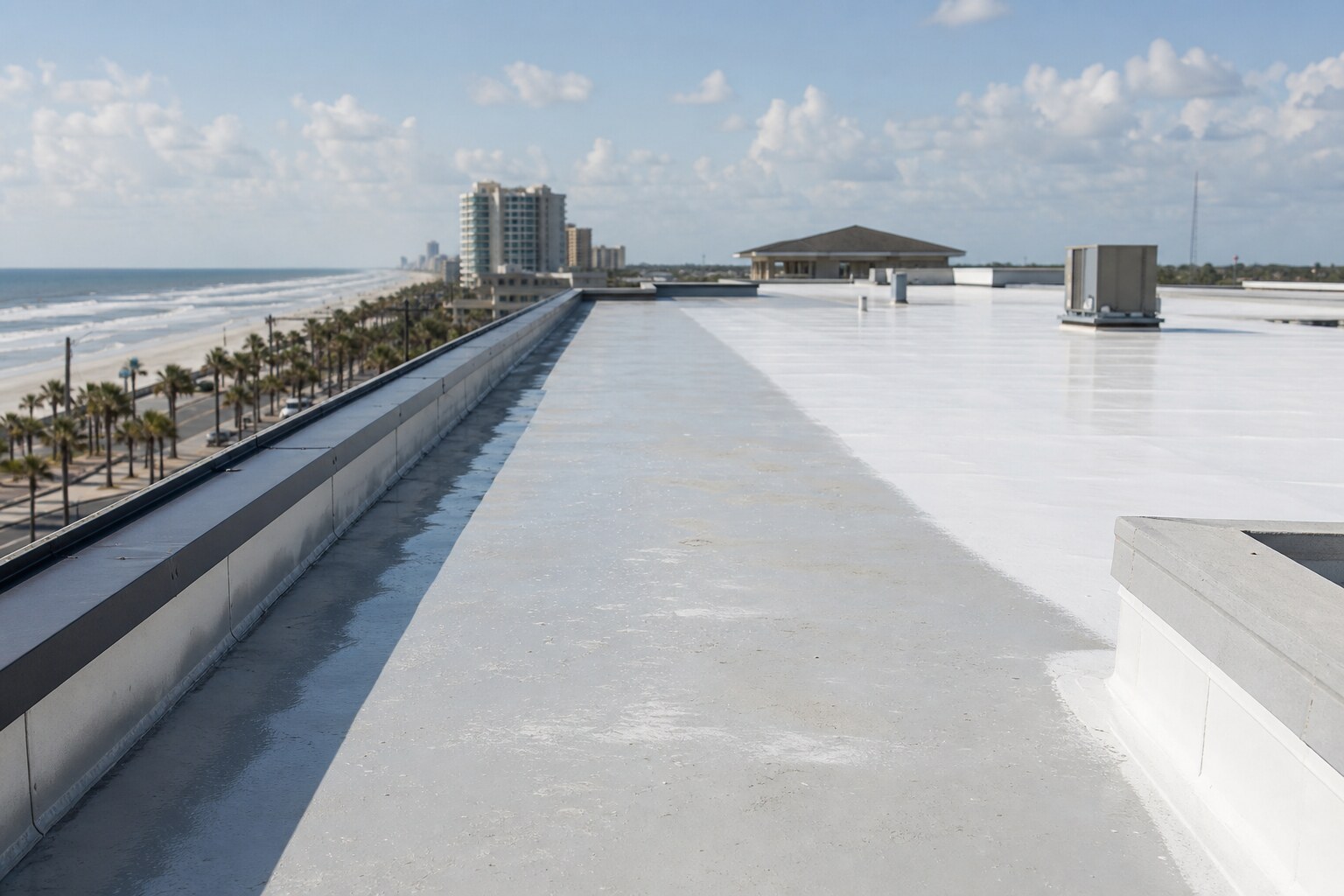 Illustrative elastomeric coating candidate roof surface